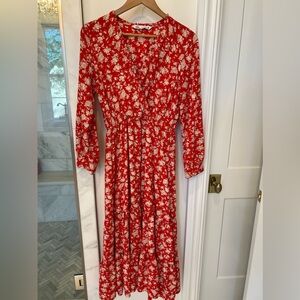 Zara long sleeve floral faux wrap dress